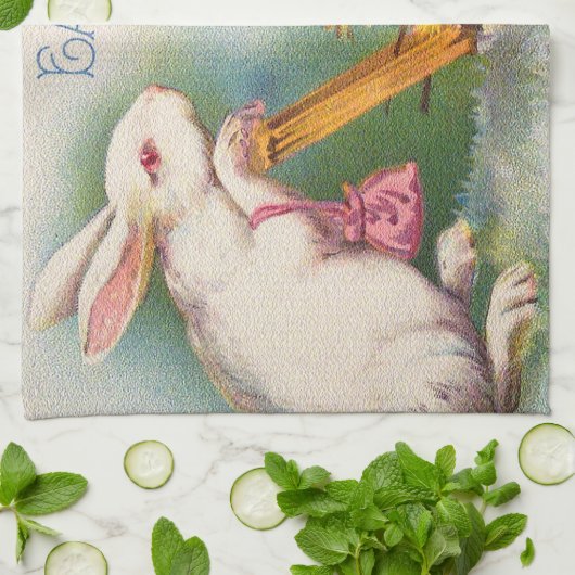 Vintage Rabbit Ostereier Urlaub Geschirrtuch (Gefaltet)