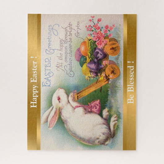 Vintage Rabbit Ostereier Urlaub Puzzle (Vertikal)