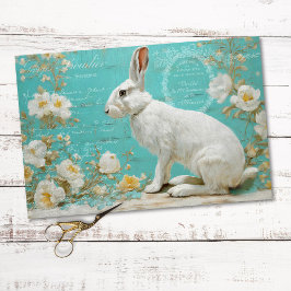 Vintage Rabbit Rustic Floral Decoupage Seidenpapier