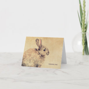 Vintage Rabbit Sketch Vielen Dank Note Card Dankeskarte