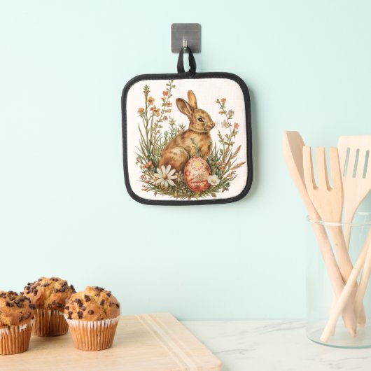 Vintage Rabbit With Egg Pot Holder Topflappen (Insitu (Hängend))