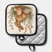 Vintage Rabbit With Egg Pot Holder Topflappen (Vorderseite/Rückseite)