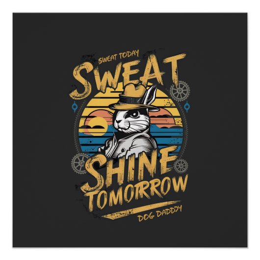 Vintage Rabbit Workout Motivation Art Poster (Vorderseite)