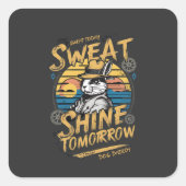 Vintage Rabbit Workout Motivation Art Quadratischer Aufkleber (Vorderseite)