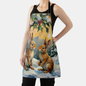 Vintage Rabbits Beneath the Holly Tree Christmas Schürze (InSitu)