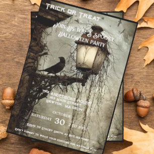 Vintage-Rabe auf Laterne Halloween-Party Einladung