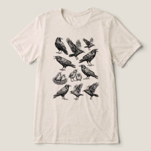 Vintage-Rabe-Krähe-Gothischer-Vogel-Skizze Tri-Blend Shirt