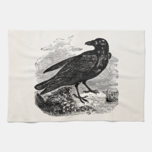 Vintage Rabe Schwarz Vogel Krähe Personalisierte V Geschirrtuch