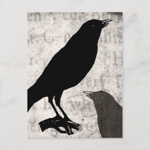 Vintage-Raben-Gotikkollage Individuelle Vögel Kräh Postkarte