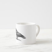 Vintage Raben-Krähen-Amsel-Vogel-Illustration Espressotasse (Vorderseite Rechts)