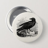 Vintage Raben-Schwarz-Vogel-Krähen-personalisierte Button (Vorne & Hinten)