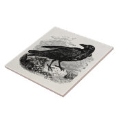 Vintage Raben-Schwarz-Vogel-Krähen-personalisierte Fliese (Seite)