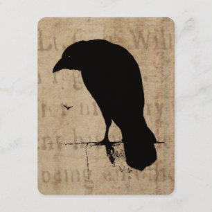Vintage-Raben-Silhouette Retro-Goth-Raben-Vögel Einladung