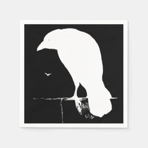 Vintage Raben-Silhouette Retro Goth Ravens Krähe Serviette