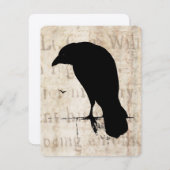 Vintage Raben-Silhouette Retro Goth Ravens Vögel Einladung (Vorne/Hinten)