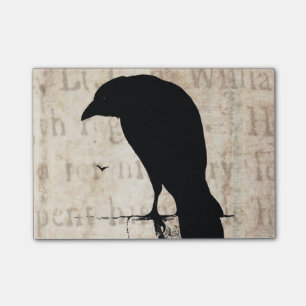 Vintage Raben-Silhouette Retro Goth Ravens Vögel Post-it Klebezettel