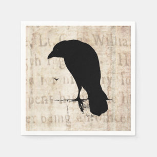Vintage Raben-Silhouette Retro Goth Ravens Vögel Serviette