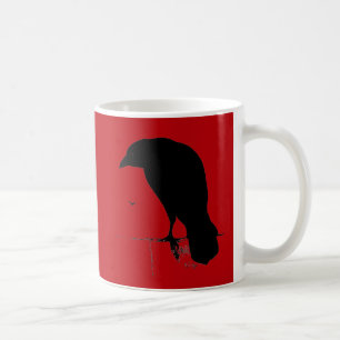 Vintage Raben Silhouette Schwarz Rot Raben Krähen Kaffeetasse