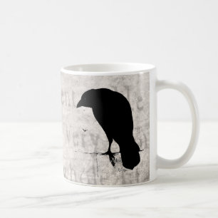 Vintage-Raben-Silhouette Schwarze Raben und Krähen Kaffeetasse