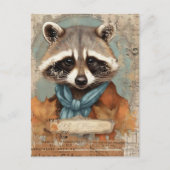 Vintage Raccoon Collage Postkarte (Vorderseite)