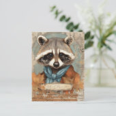Vintage Raccoon Collage Postkarte (Stehend Vorderseite)