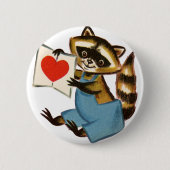 Vintage Raccoon-Liebe Button (Vorderseite)