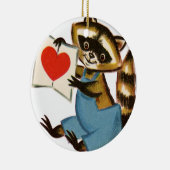 Vintage Raccoon-Liebe Keramik Ornament (Rechts)