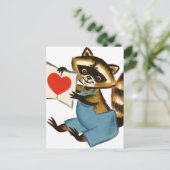 Vintage Raccoon-Liebe Postkarte (Stehend Vorderseite)