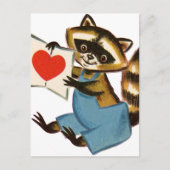 Vintage Raccoon-Liebe Postkarte (Vorderseite)