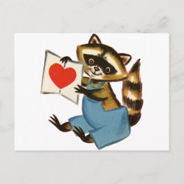 Vintage Raccoon-Liebe Postkarte