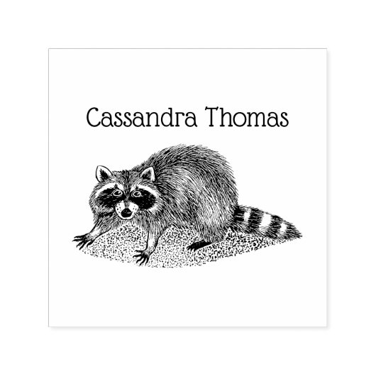 Vintage Raccoon Zeichenname Permastempel (Design)
