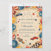 Vintage Race Car Baby Shower Einladung (Vorderseite)