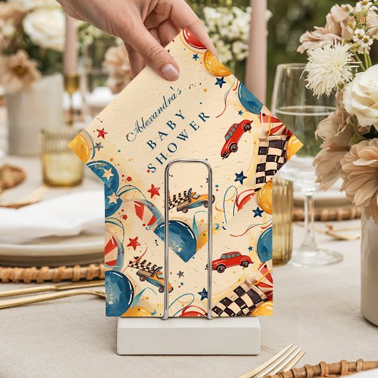 Vintage Race Car Baby Shower Serviette