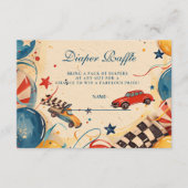 Vintage Race Car Diapper Raffle Begleitkarte (Vorderseite)