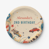 Vintage Race Car Two Fast Birthday Pappteller (Vorderseite)