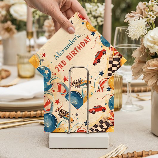 Vintage Race Car Two Fast Birthday Serviette