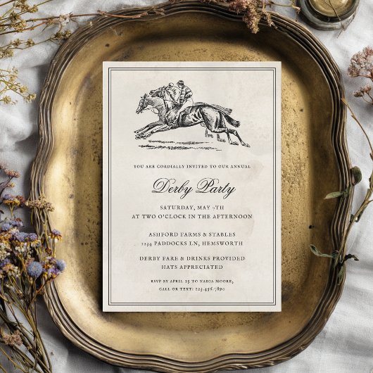 Vintage Race Horses Elegant Derby Party Einladung