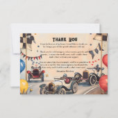 Vintage Racing Boys Birthday Party Dankeskarte (Vorderseite)