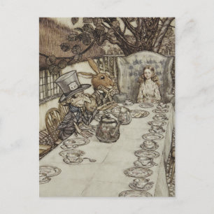 Vintage-Rackham-Verrückte-Teeparty-Alice-im-Wunder Postkarte