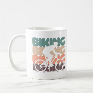 vintage-Radfahren Retro-Farben mit Biker-Silhouett Kaffeetasse