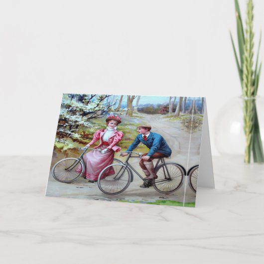 Vintage Radfahrer Feiertagskarte (Vorderseite)