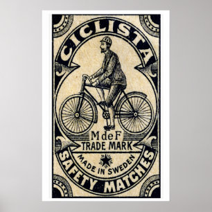 Vintage-Radfahrer-Streichholzschachtel-Druck - Sch Poster
