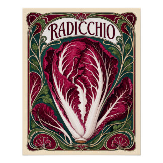 Vintage Radicchio im Jugendstil Küchenkunst Poster