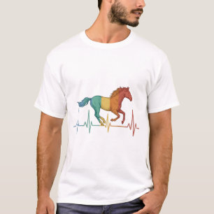 Vintage-Radiergummi-Pferde-Herzschlag-Vektordesign T-Shirt