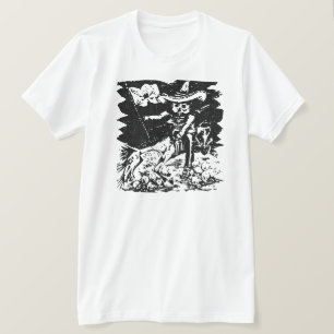 Vintage-Radierung Skelettreiter-Folkart T-Shirt