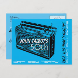 Vintage Radio 50. Geburtstagsparty Save the Date Ankündigungspostkarte