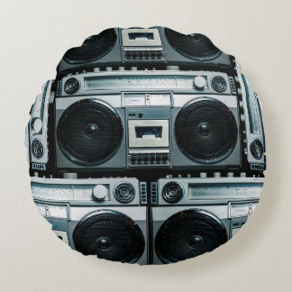 Vintage-Radio-Boombox Rundes Kissen