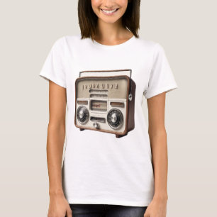 Vintage Radiodarstellung mit dynamischen Wellen T-Shirt
