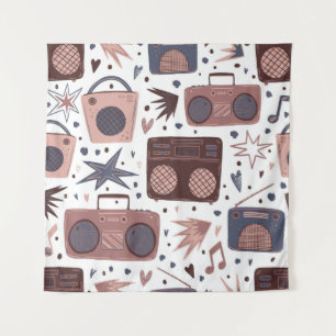 Vintage Radios und Kassettenrekorder. Nahtloses Pa Wandteppich