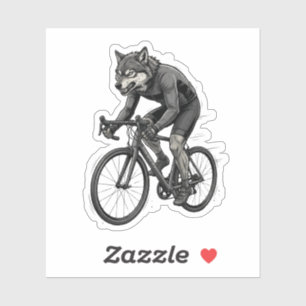 Vintage-Radsport Wolf-Fahrradfahrer auf schnellem  Aufkleber
